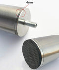 Close-up of Brushed Stainless Steel Furniture Legs Set Of 4 Adjustable Round Metal Feet M10 Thread showing details.
