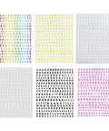 Sheets of colored alphabet stickers in various fonts for craft projects