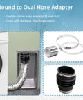 Round To Oval Duct Adapter For Recessed Dryer Vent Box 4 Inch Flexible Rubber Connector with stainless steel clamp