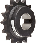 Heavy Duty Roller Chain Sprocket Type B Hub Single Straight Bore One Point Two Five Inch Pitch Sixteen Teeth showing precision machined carbon steel construction.