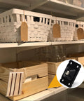 24 Pack Mini Self Adhesive Caster Wheels 1 Inch Stainless Steel Swivel Rollers Black, installed on storage boxes.