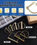 Image of 254 Piece Mixed Lynch And Clevis Pins Set With 5 Styles Of Pin Fasteners including lynch, PTO, clevis, cotter, R hairpins.