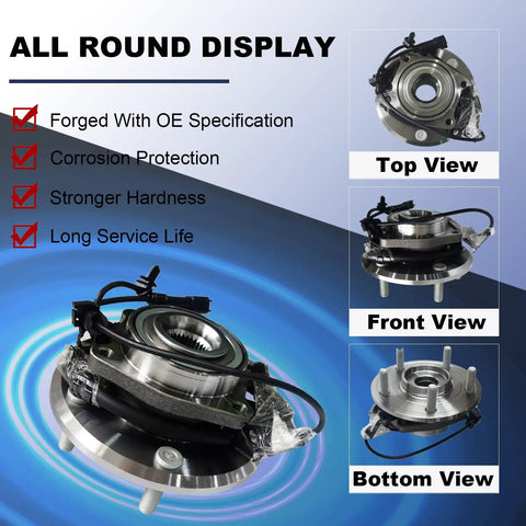 Rear Right Wheel Bearing Hub Assembly 512479 For Dodge Journey 2009 2019 top, front, and bottom views of OE quality part