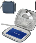 Rugged Hard Carrying Case For T7 And T7 Touch Portable SSDs With 2 Cable Ties, Shockproof Travel Organizer, open view with SSD inside