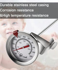 Analog 12 Inch Candy And Deep Fry Thermometer With Instant Read Dial, Multipurpose Meat And Oil Temperature Probe For Turkey