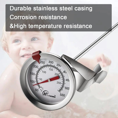 Analog 12 Inch Candy And Deep Fry Thermometer With Instant Read Dial, Multipurpose Meat And Oil Temperature Probe For Turkey