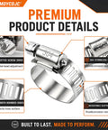 Heavy Duty 304 Stainless Steel Hose Clamps Worm Gear Assortment Kit 150PCS Adjustable 1/4 To 1-1/2 Inch shown with slotted band