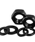 Black 304 Stainless Steel Hex Nut Assortment Kit M2 Through M20 With Flat And Spring Washers Rustproof