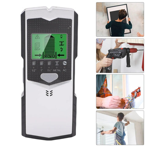 5 in 1 Wall Scanner High Precision Wood Metal Stud AC Wire Finder for Home Improvement with LCD display for accurate detection.