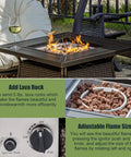 28 Inch Wicker Propane Fire Pit Table For Outdoor Use With 50,000 BTU Gas Fire Pit And Lid, Lava Rocks Included, Brown Rattan Patio Garden Fire Pit For Backyard, Deck Or Patio