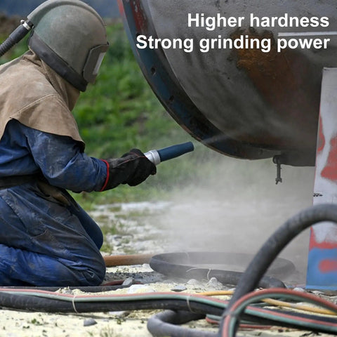Worker using sandblasting equipment with 80 Grit Aluminum Oxide Sandblasting Media Pro Grade Heavy Duty For Metal And Glass Prep