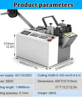 Automatic Heat Shrink Tube Cutting Machine 300W Cable Cutter with display, dimensions 450x310x310mm for precise cutting.