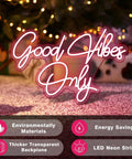 Good Vibes Only LED Neon Sign Light Wall Art for Home Pub Club Party Christmas Decor on carpet with festive background