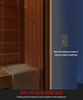 30 Minute Neutral Countdown In Wall Switch Timer 2 Pack Auto Off For Fans And Lights Including LEDs CFLs Save Energy With 7 Button Push Set And Set It And Forget It Easy Install Ideal For Vent Fans And Ceiling Fans. Wall-mounted timer in sauna room with blue LED indicator