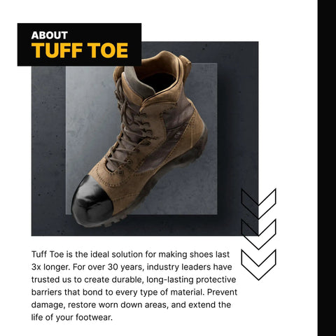 Rugged Boot Toe Protector Adhesive For Shoes And Work Boots, Waterproof, Heat Resistant, Heavy Duty Toe Shield, Shoe Glue That Rebuilds Worn Areas, Easy Application, Covers Two Shoes, Brown Color, Long Lasting Protection on boot