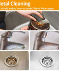 MAQIHAN Steel Wool Pads 0000 extra-fine; polishing metal surfaces, shown cleaning pot, faucet, and sink drain