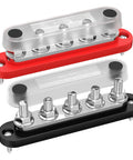 Heavy Duty 150A Marine Bus Bar Power Distribution Block For Cars Rv Boats And Solar Sets, two colors, M6 studs visible.