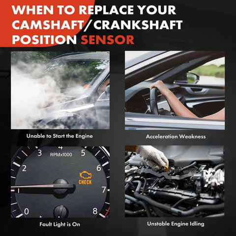 2-Pack Engine Camshaft And Crankshaft Position Sensor Set For GM Vehicles Fits Cadillac CTS 2004-2005 Escalade 2002-2006