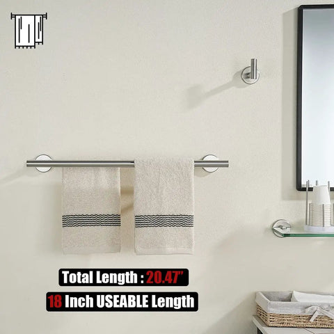 Sturdy Stainless Steel Towel Bar For The Bathroom No More Folding Towels Twenty Point Five Inch Total Length With Eighteen Inch Usable Bar 304 Grade Thick Tube And Posts Brushed Finish Wall Mount Rust Resistant Easy Install