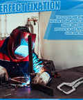 Welder using Six Inch Locking C Clamps Heavy Duty Welding Table Clamp Rotating Screw Grip on metal pieces.
