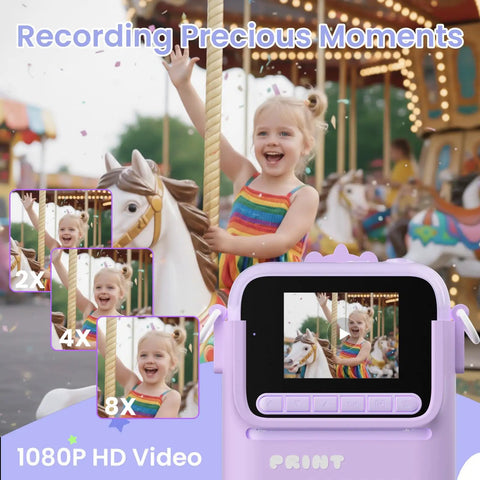 Totally Fun Kids Instant Print Camera With 1080P HD Photo Quality And On The Go Printing In Five Color Options For Playful Everyday Moments And Keepsakes Your Family Will Forever Love, purple kids instant print camera with 1080P HD video screen