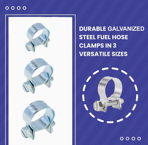 30 Piece Mini Hose Clamp Kit With Three Size Assortment One Quarter Inch Five Sixteenths Inch And Three Eighths Inch shown