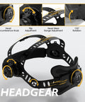 Adjustable headgear for Solar Powered Auto Darkening Welding Helmet with multiple adjustment knobs for a customizable fit.