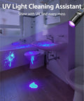Image of UV stains revealed by 2-In-1 Black Light Flashlight With 395nm UV And White Light in a bathroom