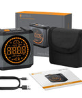 Heavy Duty Digital Angle Finder With LED Rechargeable Power And Slick Magnetic Base For Dead On Accuracy Measuring IP54 Waterproof Protractor Bevel Gauge For Woodworking And Home Renovation Crew with USB cable and carrying case.