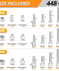 Beefy Heavy Duty 448 Pcs Metric Hex Bolt And Nut Assortment Set M5 M6 M8 Stainless Steel With Flat And Lock Washers Includes Sizes