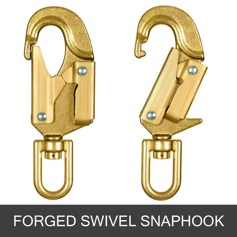 Forged swivel snaphook for Beefy Steel Core Flip Line Kit 5/8 Inch By 12 Ft Wire Core Flipline With Triple Lock Carabiner System