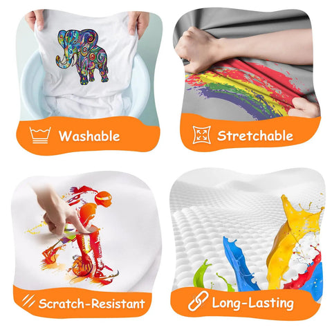 Washable, stretchable, scratch-resistant, and long-lasting features of DTF Transfer Film Paper A4 20 Sheets Premium PET for sublimation