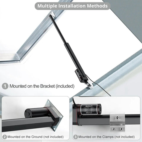 12V Heavy Duty Linear Actuator 330 Lbs 1500 Newtons 12 Inch 300mm IP65 mounted on bracket for installation flexibility