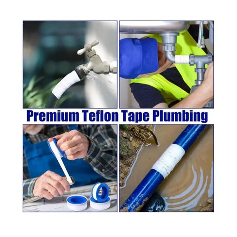 Eight Rolls Half Inch By Four Hundred Ninety Four Inches Teflon Plumbers Tape Heavy Duty PTFE Pipe Sealant applied on pipes