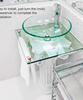 Clear Transparent Screws And Hex Nuts Kit securing glass sink installation, showing cross-recessed screws in acrylic.