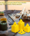 56 Pack Pyramid Painter Stands For Canvas And Doors Elevate Your Paint Projects With Mini Cone Stands next to paint brushes