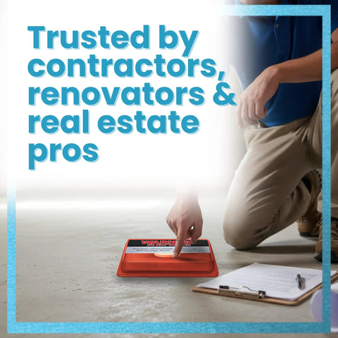 Man using Calcium Chloride Moisture Test Kit For Concrete Slabs Pro Grade Moisture Vapor Emission Testing That Meets ASTM F1869 Standards No Expiration Date Keeps Floors From Adhesive Failures Warping Or Mold For Flooring And Coatings Single Unit