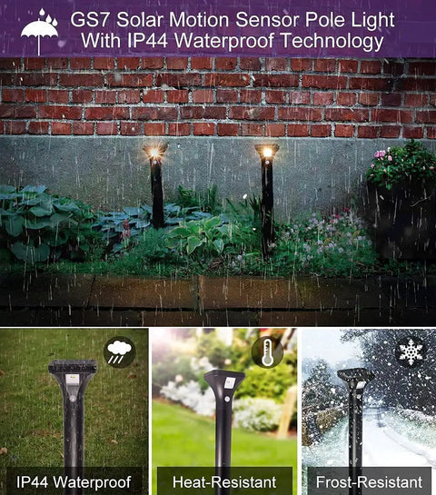 Solar Outdoor Lights With Motion Sensor For Yard And Garden Waterproof LED Pathway Lights with IP44 technology in rain