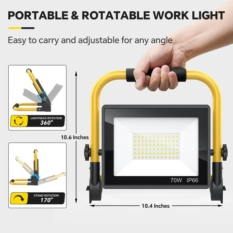 Ultra Bright 10000 Lumen LED Work Light Flood Light With 6Ft Cord IP66 Waterproof for indoor and outdoor use, handheld view