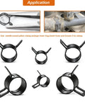 350 Piece Spring Hose Clamp Set 6 To 19 Mm Range 65Mn Spring Steel Dacromet Coated Fuel Line Clamps visible in various sizes