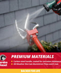 Claw Pro 3 In 1 Hand Tiller For Cultivating Loosening Aerating And Weeding with Adjustable Tines shown with water spray