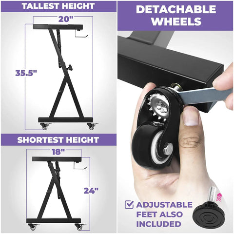 Rolling Keyboard Stand With Wheels Z Style Adjustable Portable Pro Heavy Duty Digital Piano Stand Fits 54 To 88 Key Electric Pianos