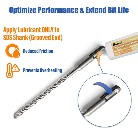 Hammer Drill Grease 50g Power Tool Lubricant Anti Seize Squeak Prevention Rust Protection being applied to SDS shank.