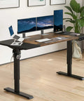 Mobility First Electric Standing Desk Height Adjustable Sit Stand Workstation With Mobile Casters Smooth Glide Ergonomic home office setup with dual monitors.