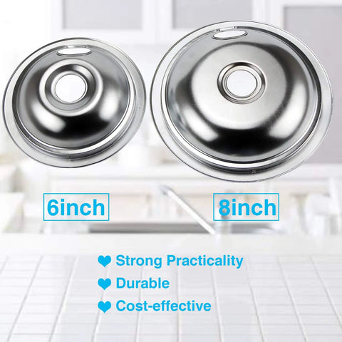 Stove Drip Pan Set 4 Pack Replacement Bowls For Electric Stoves 6 Inch And 8 Inch Burners Fits 316048413 316048414