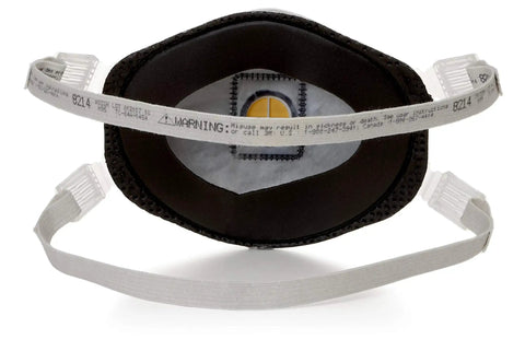Front view of Particulate Respirator 8214 N95 With Faceseal And Nuisance Level Organic Vapor Relief Pack Of 10 Cool Flow Exhalation Valve