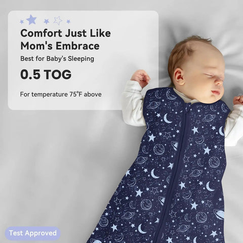 Cotton Baby Sleep Sack Set Three Pack For 6 To 12 Months Lightweight 0.5 Tog Wearable Blanket With Two Way Zipper Safe Sleep Bag