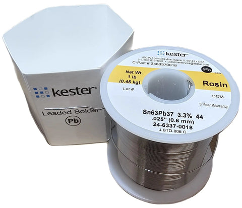 Pro Grade Solder Wire 63 To 37 Sn Pb, 1 Lb Roll, Activated Rosin Core Flux spool with box in the background