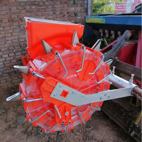 Close-up of Sixteen Nozzle Tractor Mounted Seeder With Three Point Hitch For Tractors Adjustable Corn Planter Farm Seed Drill