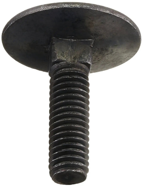 Heavy Duty Square Neck Elevator Bolt 3/8 X 1 1/2 Inch with coarse threads and flat wide head for industrial use.